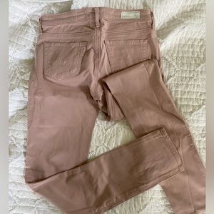 pink a.g. cigarette leg jeans, size 25
